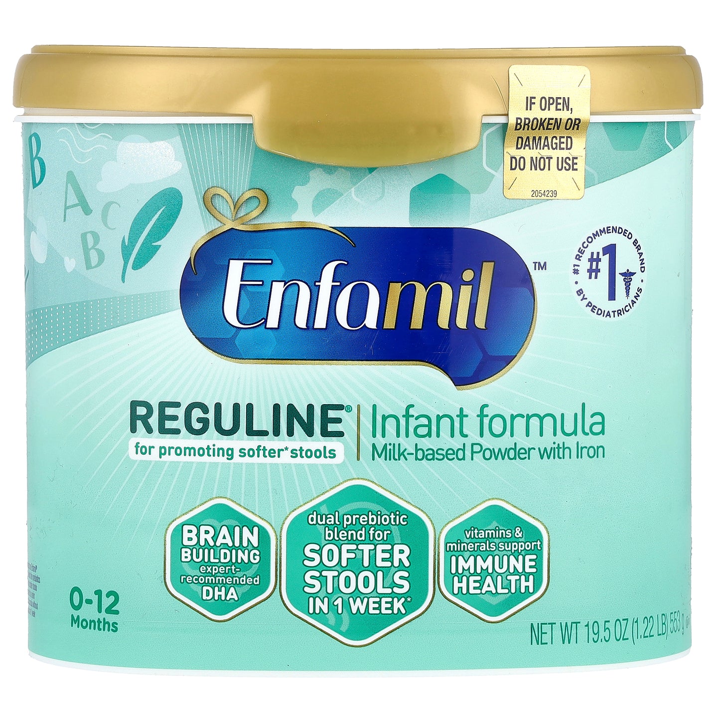 Enfamil, Reguline® Infant Formula, Milk-Based Powder With Iron, 0-12 Months, 19.5 oz (553 g)