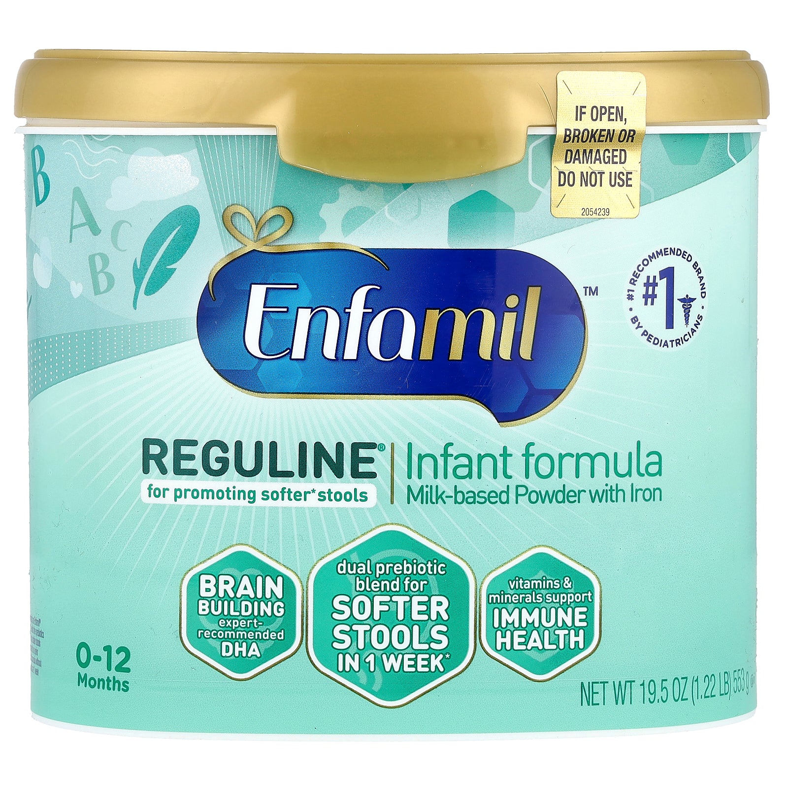 Enfamil, Reguline® Infant Formula, Milk-Based Powder With Iron, 0-12 Months, 19.5 oz (553 g)