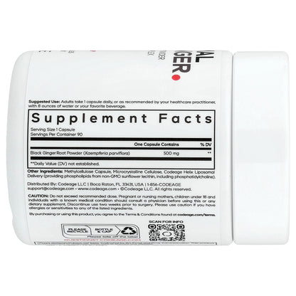 Codeage, Liposomal Black Ginger, 90 Vegetable Capsules (500 mg per Capsule)