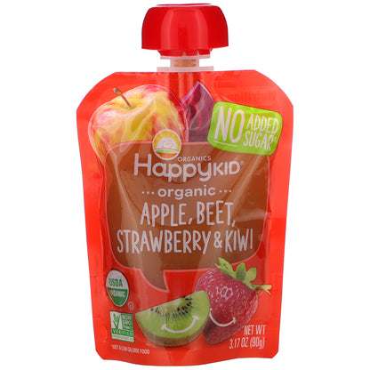 Happy Family Organics, Happy Kid, Organic Apple, Beet, Strawberry & Kiwi, 4 Pouches, 3.17 oz (90 g) Each