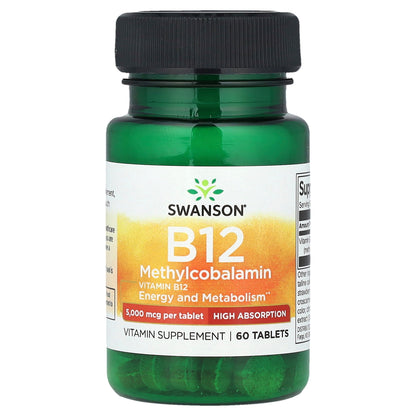 Swanson, Vitamin B12 Methylcobalamin, 5,000 mcg, 60 Tablets