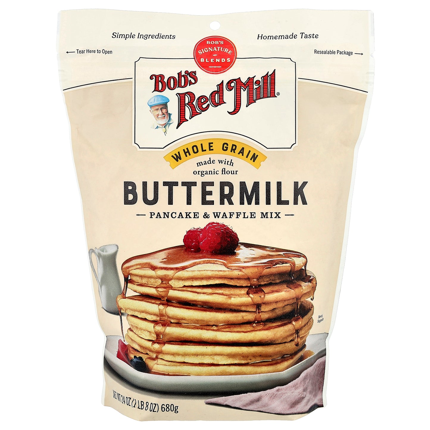 Bob's Red Mill, Buttermilk Pancake & Waffle Mix, Whole Grain, 24 oz (680 g)