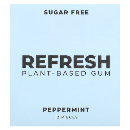 Refresh Gum, Plant-Based Gum, Peppermint, 12 Pieces