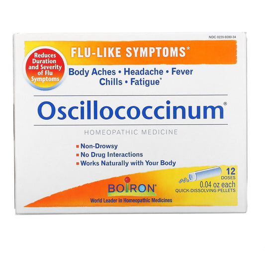 Boiron, Oscillococcinum, Flu-Like Symptoms, 12 Quick-Dissolving Pellets , 0.04 oz Each