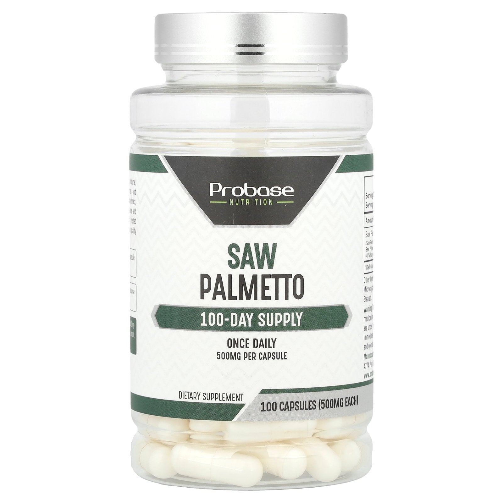 Probase Nutrition, Saw Palmetto, 500 mg, 100 Capsules