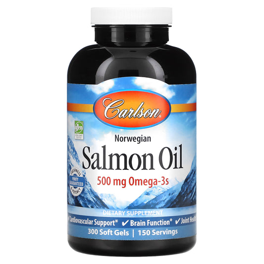 Carlson, Norwegian, Salmon Oil, 500 mg, 300 Soft Gels (250 mg per Soft Gel)