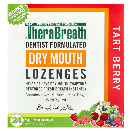 TheraBreath, Dry Mouth Lozenges, Tart Berry, 24 Sugar Free Lozenges