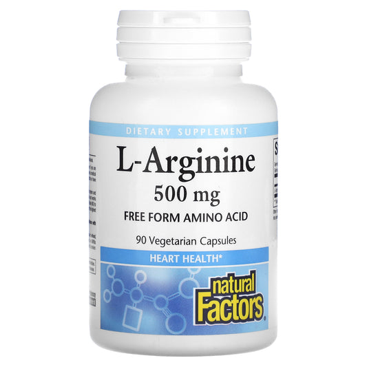 Natural Factors, L-Arginine, 500 mg, 90 Vegetarian Capsules