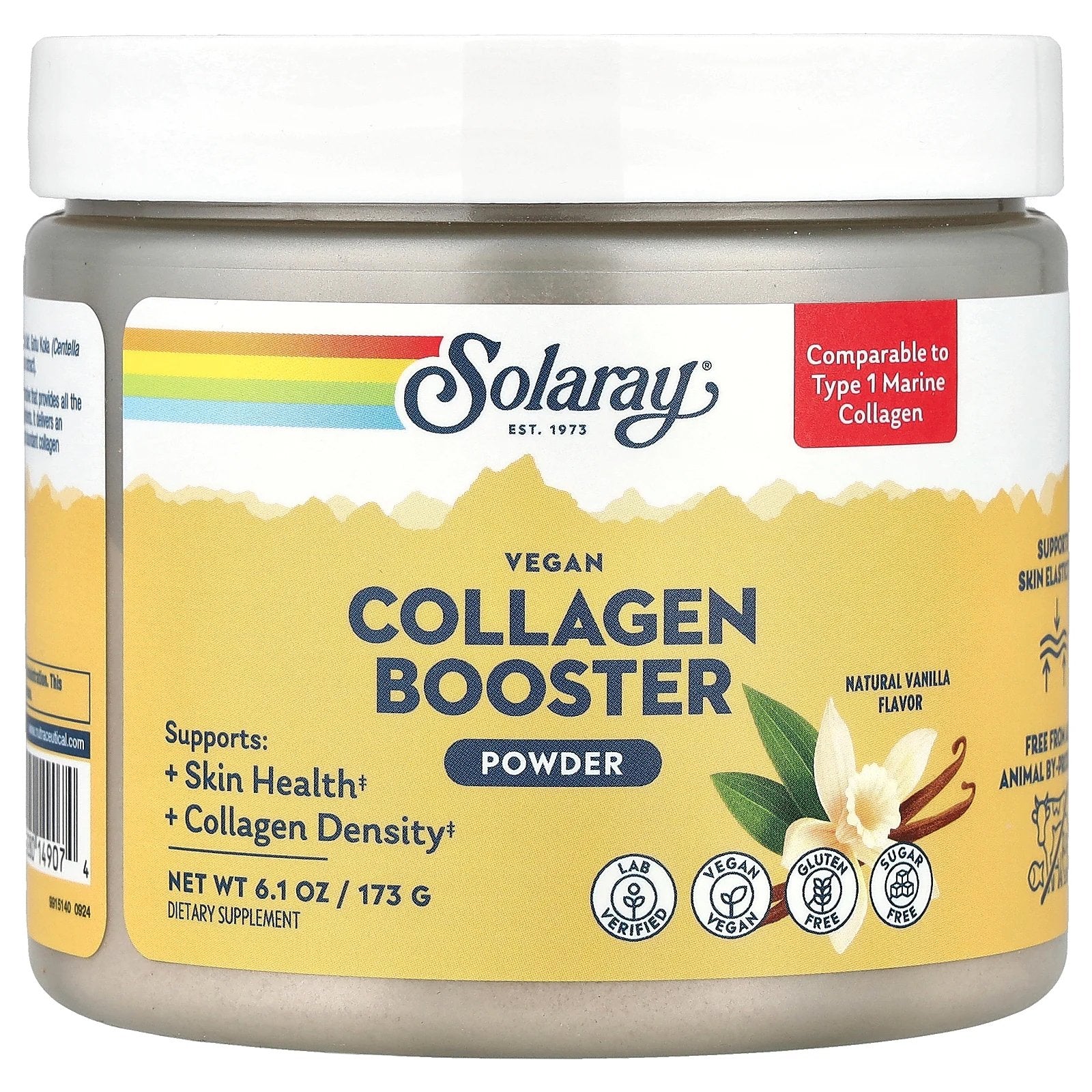 Solaray, Vegan Collagen Booster Powder, Natural Vanilla , 6.1 oz (173 g)