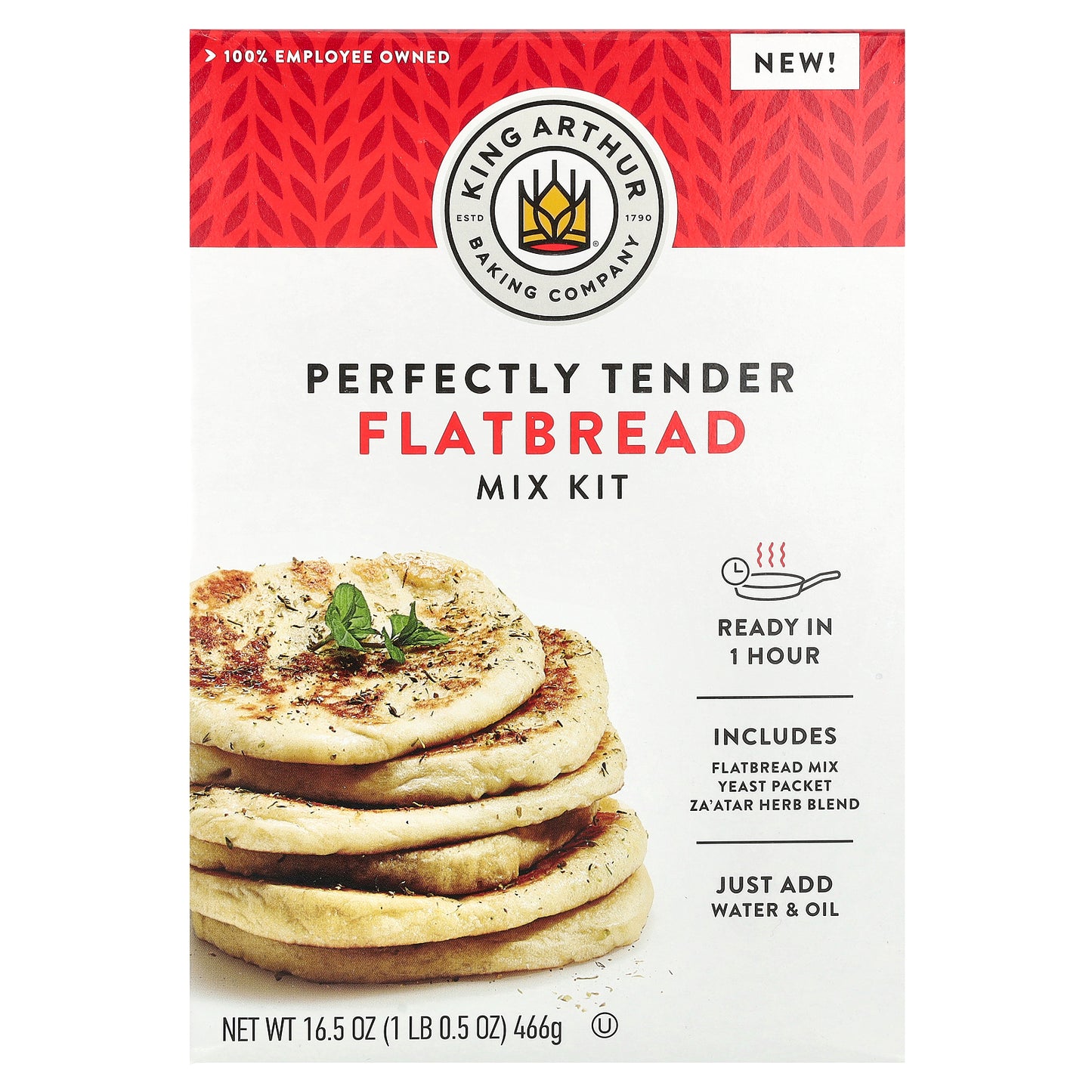 King Arthur Baking Company, Perfectly Tender Flatbread Mix Kit, 16.5 oz (466 g)