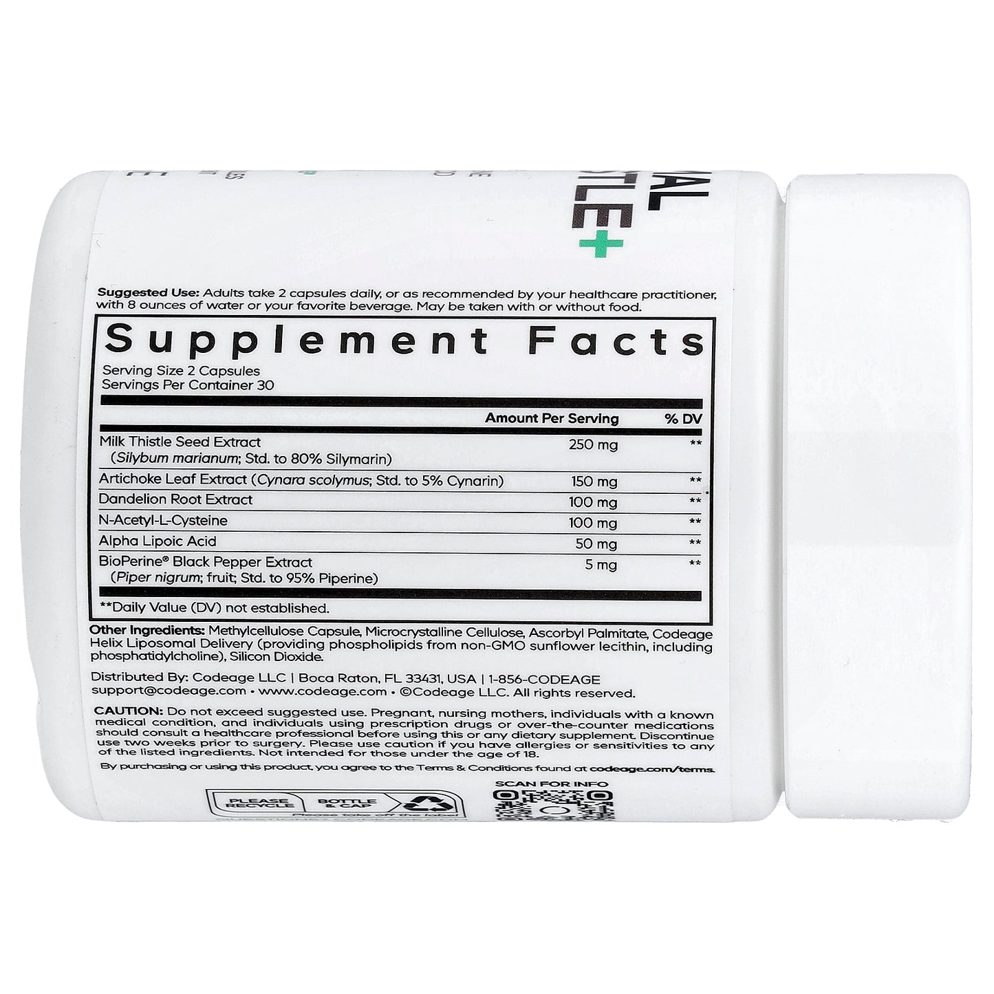 Codeage, Eternal, Liposomal Milk Thistle+, 60 Vegetable Capsules