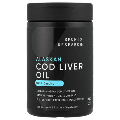Sports Research, Alaskan Cod Liver Oil, 120 Softgels