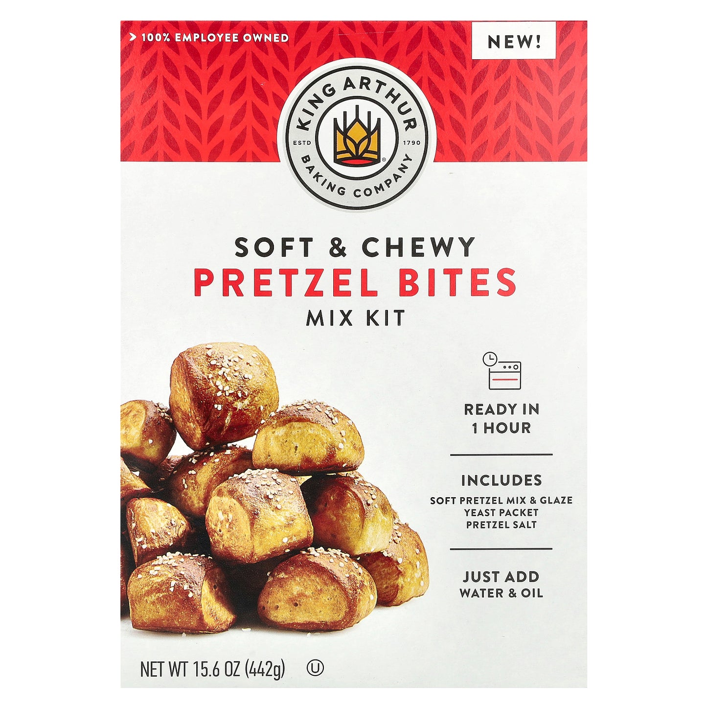 King Arthur Baking Company, Soft & Chewy Pretzel Bites Mix Kit, 15.6 oz (442 g)