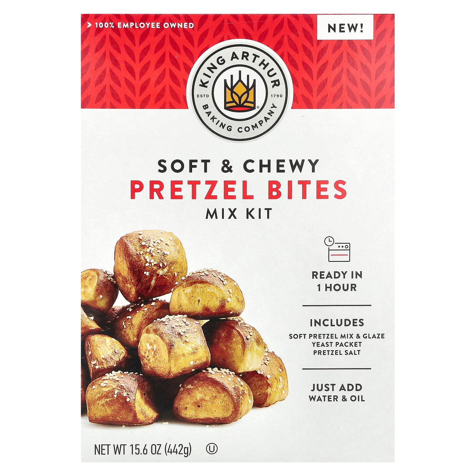 King Arthur Baking Company, Soft & Chewy Pretzel Bites Mix Kit, 15.6 oz (442 g)