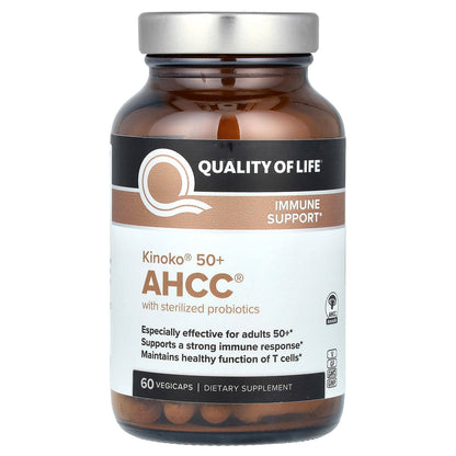 Quality of Life, Kinoko 50+ AHCC with Sterilized Probiotics, 60 Vegicaps