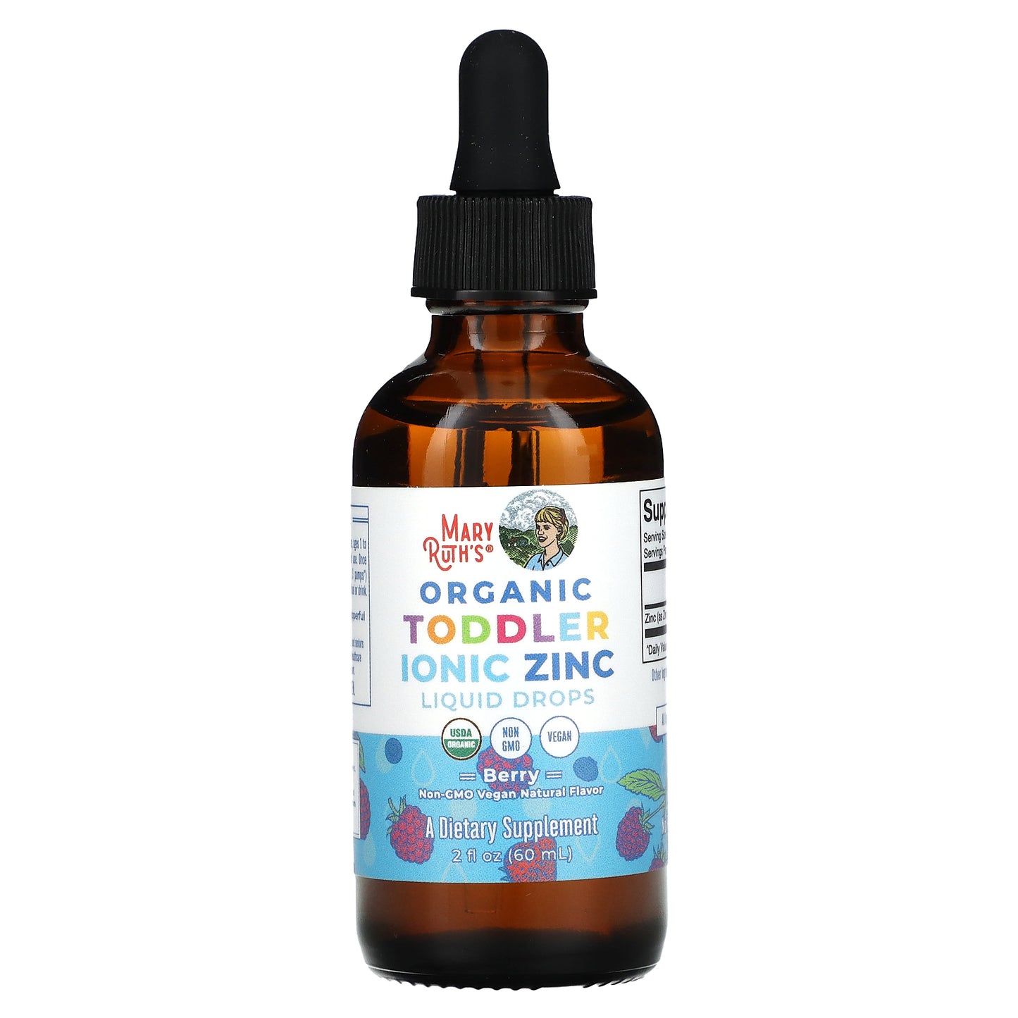 MaryRuth's, Organic Toddler Ionic Zinc Liquid Drops, 1-3 Years, Berry, 2 fl oz (60 ml)