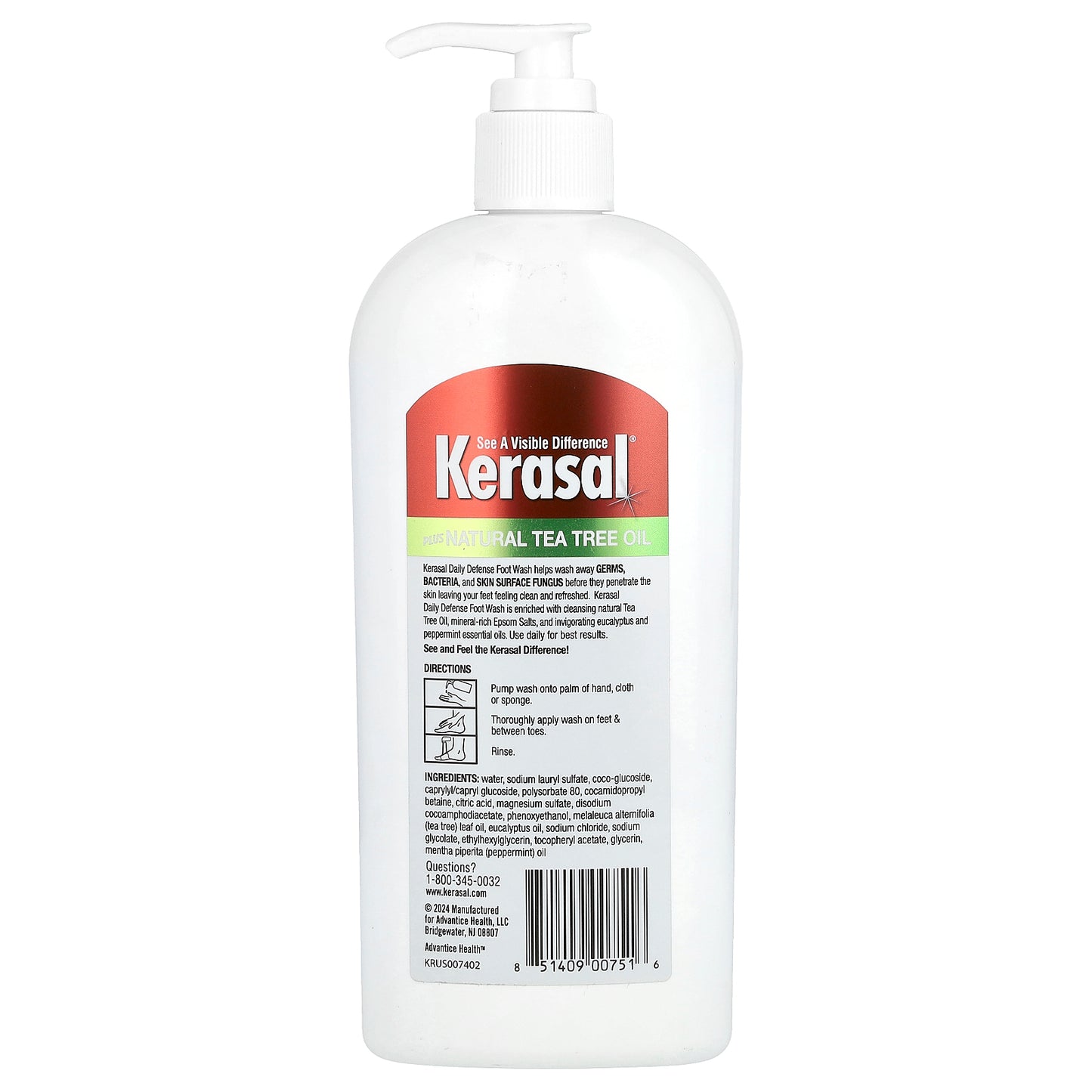 Kerasal, Daily Defense Foot Wash™, With Tea Tree Oil, Epsom Salt & Other Essential Oils, 12 fl oz (355 ml)