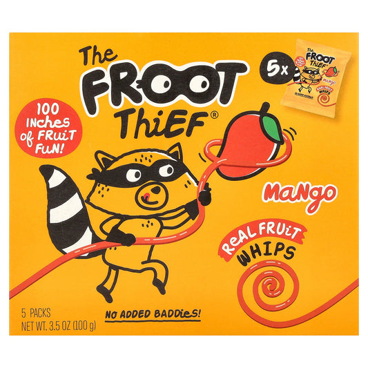 The Froot Thief, Real Fruit Whips, Mango, 5 Packs, 0.7 oz (20 g) Each