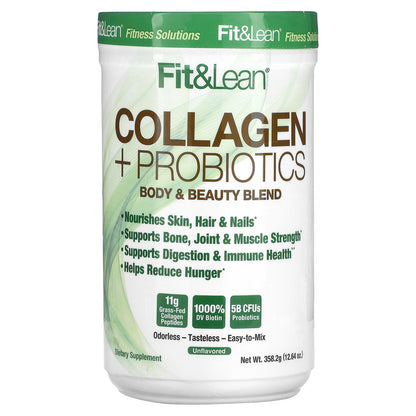 Fit & Lean, Collagen + Probiotics, Unflavored, 12.64 oz (358.2 g)