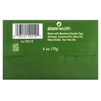Zion Health, Ancient Clay Bar Soap with Tea Tree Oil, Fragrance Free, 6 oz (170 g)