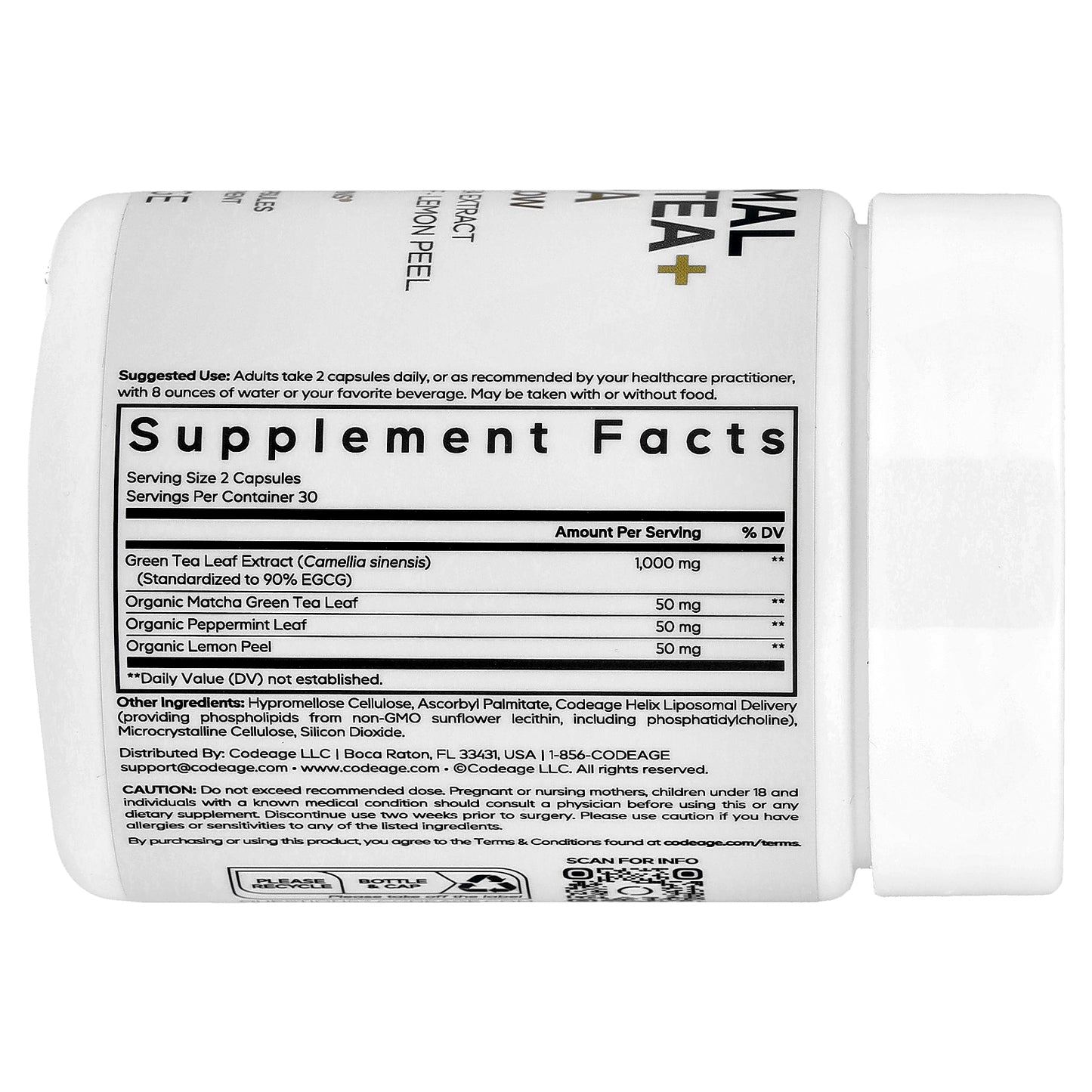 Codeage, Liposomal Green Tea+ Ultra Trim & Glow, 60 Vegetable Capsules