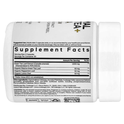 Codeage, Liposomal Green Tea+ Ultra Trim & Glow, 60 Vegetable Capsules