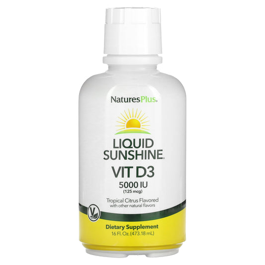 NaturesPlus, Liquid Sunshine, Vitamin D3, Tropical Citrus, 125 mcg (5000 IU ), 16 fl oz (473.18 ml)