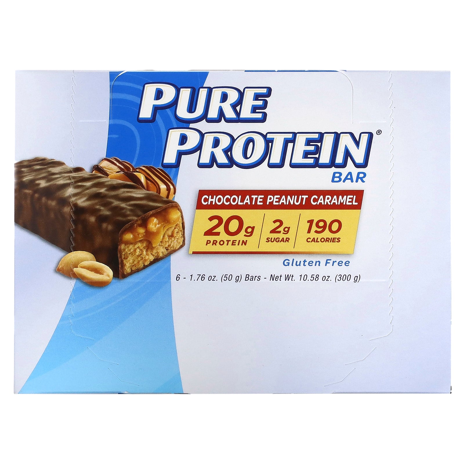 Pure Protein, Chocolate Peanut Caramel Bars, 6 Bars, 1.76 oz (50 g) Each