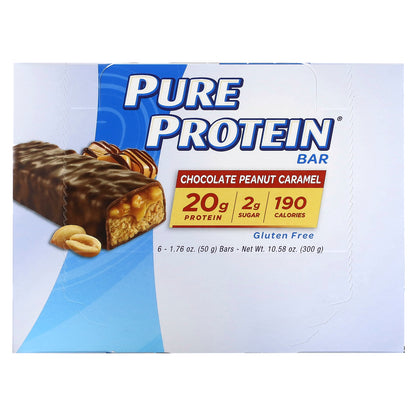 Pure Protein, Chocolate Peanut Caramel Bars, 6 Bars, 1.76 oz (50 g) Each