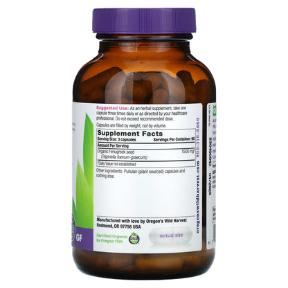 Oregon's Wild Harvest, Fenugreek, 180 Vegan Capsules (500 mg per Capsule)