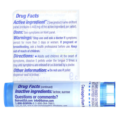 Boiron, Caulophyllum Thalictroides, 6C, Cramp Relief, Approx 80 Pellets