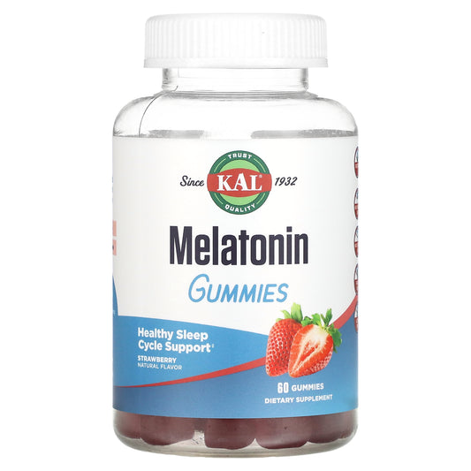 KAL, Melatonin Gummies, Strawberry, 60 Gummies