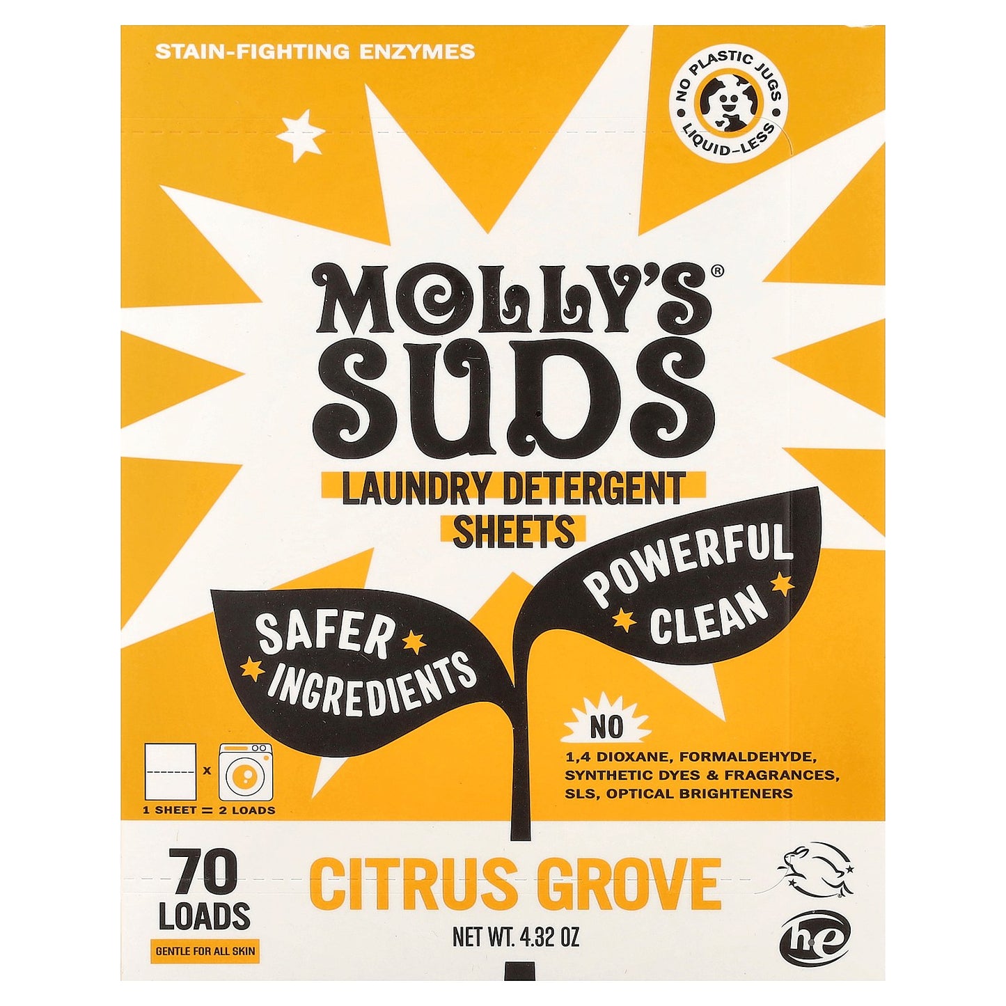 Molly's Suds, Laundry Detergent Sheets, Citrus Grove, 35 Sheets
