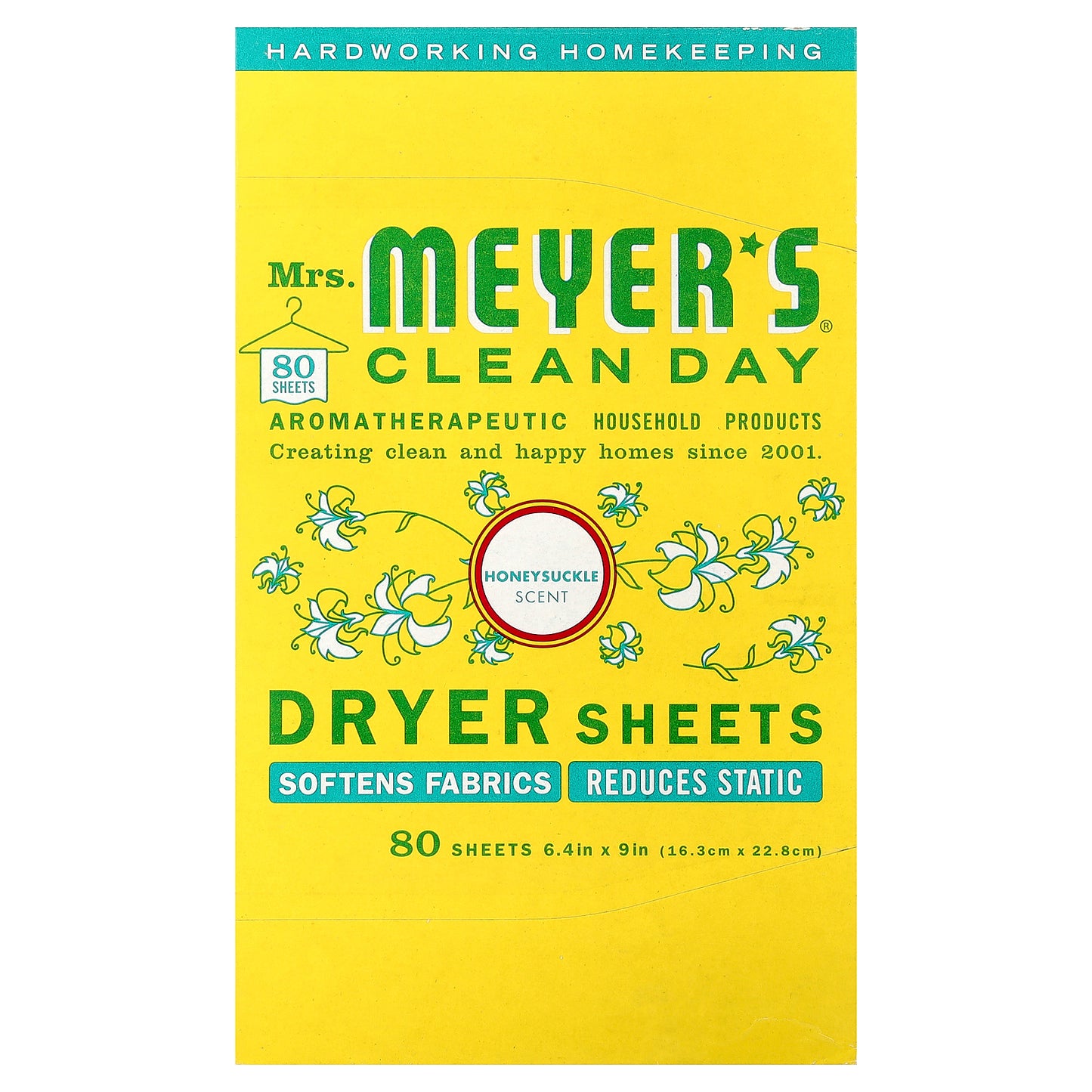 Mrs. Meyers Clean Day, Dryer Sheets, Honeysuckle, 80 Sheets