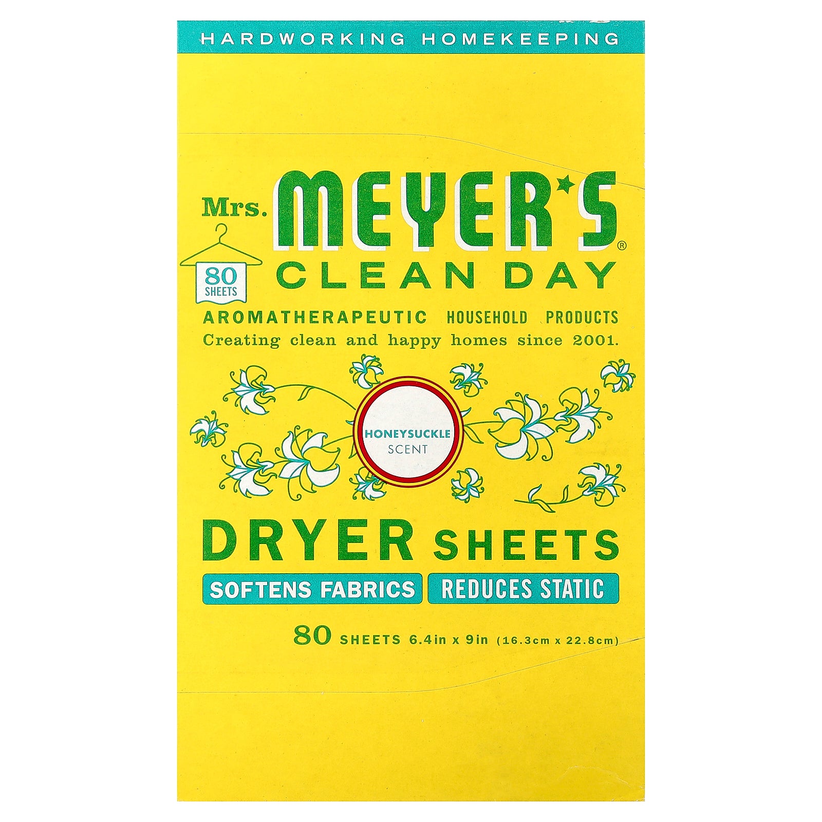 Mrs. Meyers Clean Day, Dryer Sheets, Honeysuckle, 80 Sheets