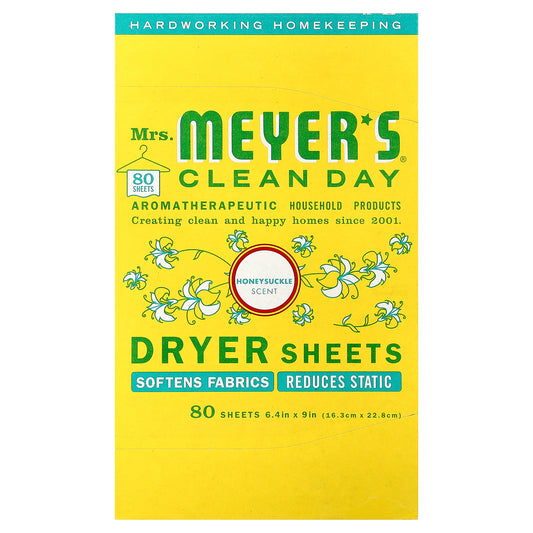 Mrs. Meyers Clean Day, Dryer Sheets, Honeysuckle, 80 Sheets