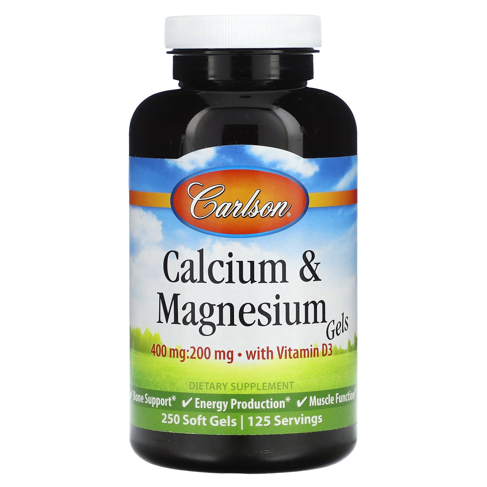 Carlson, Calcium & Magnesium Gels With Vitamin D3, 250 Soft Gels