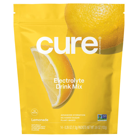 Cure Hydration, Hydrating Electrolyte Mix, Lemonade, 14 Packets, 0.26 oz (7.3 g) Each