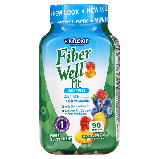 VitaFusion, FiberWell Fit Vitamins, Sugar Free, Natural Peach, Raspberry & Berry, 90 Gummies