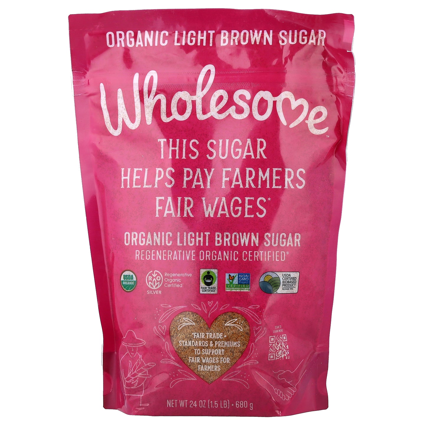 Wholesome Sweeteners, Organic Light Brown Sugar, 24 oz (680 g)
