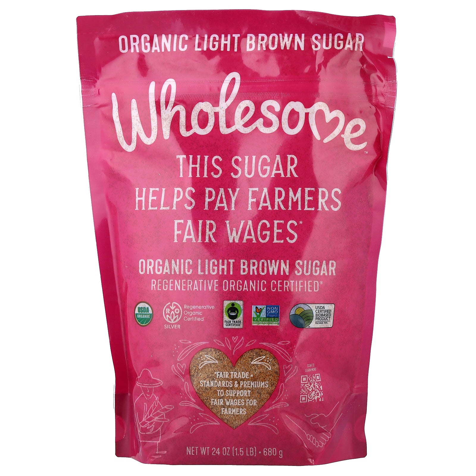 Wholesome Sweeteners, Organic Light Brown Sugar, 24 oz (680 g)
