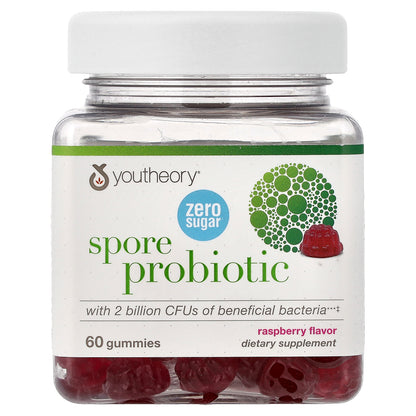 Youtheory, Spore Probiotic Gummies, Raspberry, 60 Gummies