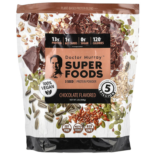 Dr. Murray's, Super Foods, 3 Seed Protein Powder, Pumpkin + Flax + Sunflower, Chocolate, 2 lb (908 g)