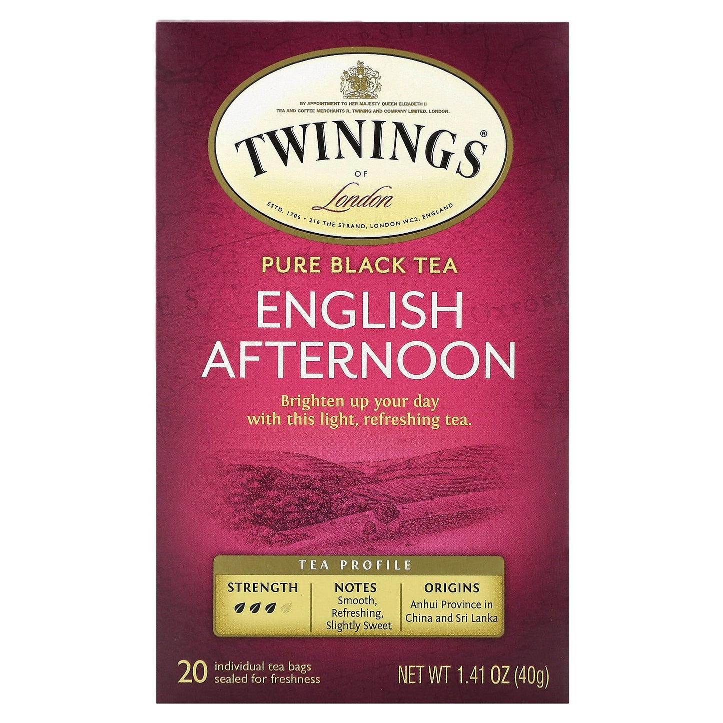 Twinings, Pure Black Tea, English Afternoon, 20 Tea Bags, 1.41 oz (40 g)