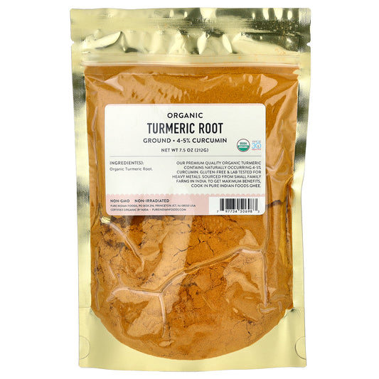 Pure Indian Foods, Organic Turmeric Root, Ground, 7.5 oz (212 g)