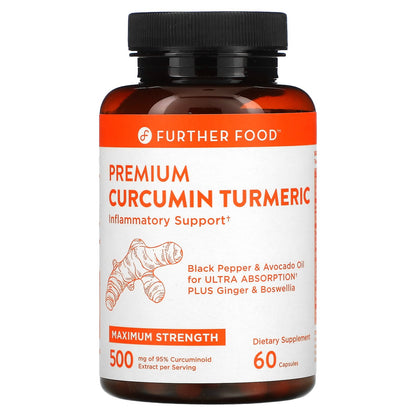 Further Food, Premium Curcumin Turmeric, Maximum Strength, 500 mg, 60 Capsules