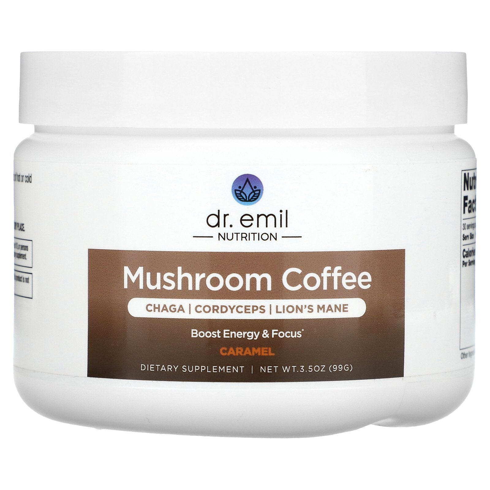 Dr. Emil Nutrition, Mushroom Coffee, Caramel, 3.5 oz (99 g)