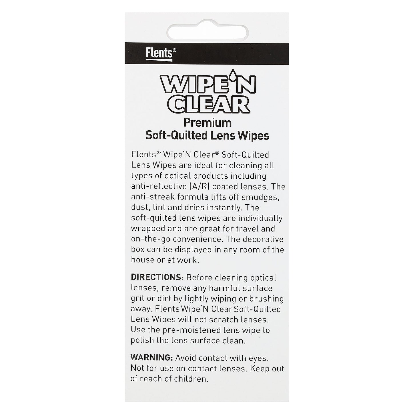 Flents, Wipe 'N Clear, Premium Soft-Quilted Lens Wipes, 20 Individually Wrapped Wipes