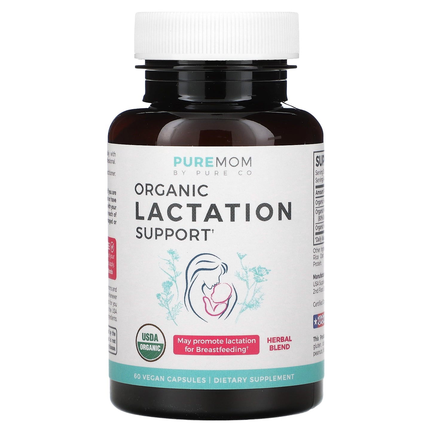 Pure Co., Pure Mom, Organic Lactation Support, 60 Vegan Capsules