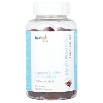 Hyalogic, Beauty From Within, HA Gummy, Berry, 60 mg, 60 Gummies